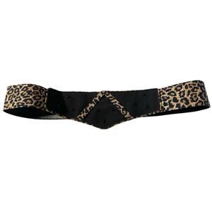 Vintage Beaded Leopard Print Belt Velcro Large